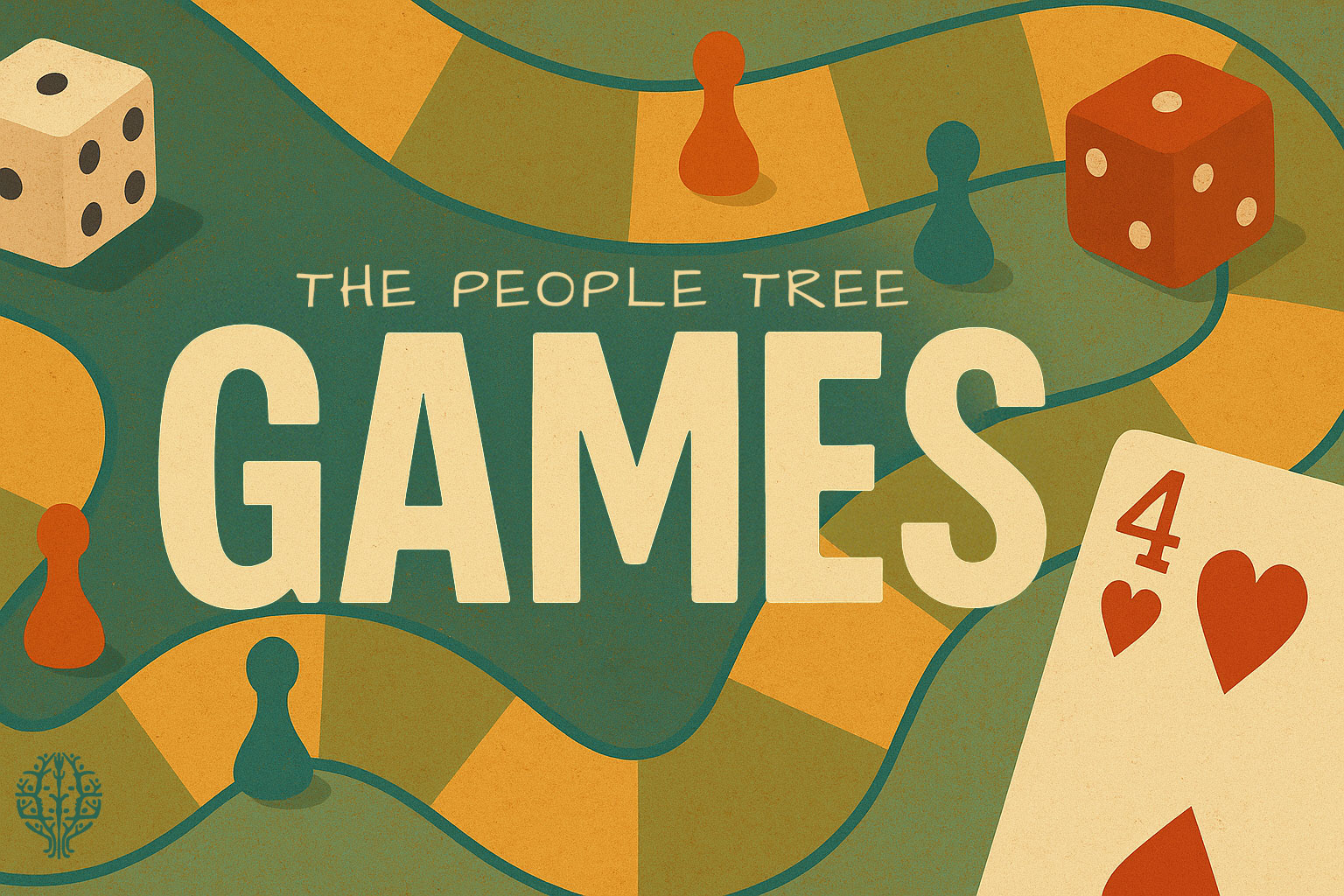 Promotional image for The People Tree's storytelling event in Naperville. The theme is GAMES and the date is September 18, 2025.