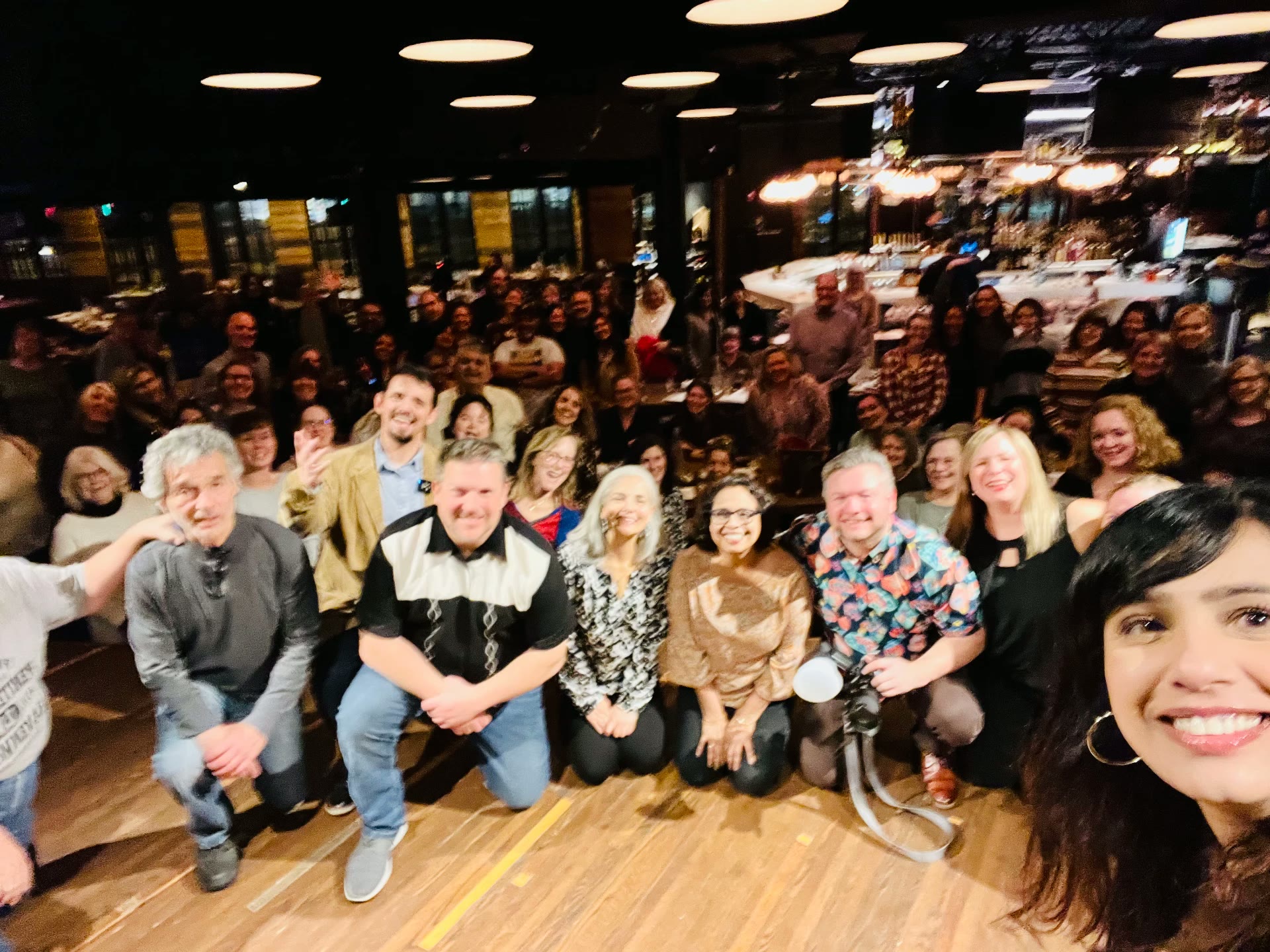 The People Tree storytellers and audience gathered together after a show in Naperville